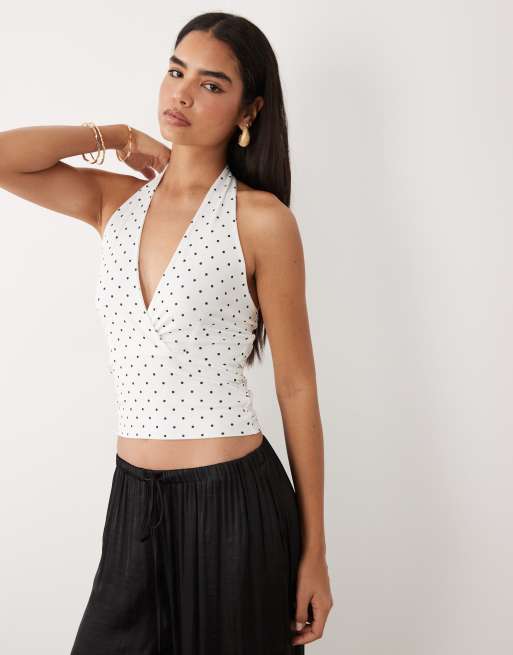 Gina Tricot - Top dos nu à pois avec liens - Noir et blanc, 4 de 4