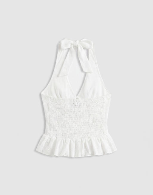 Gina Tricot - Top dos nu en broderie anglaise - Blanc, 6 de 7