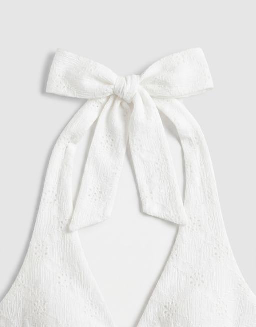 Gina Tricot - Top dos nu en broderie anglaise - Blanc, 8 de 8