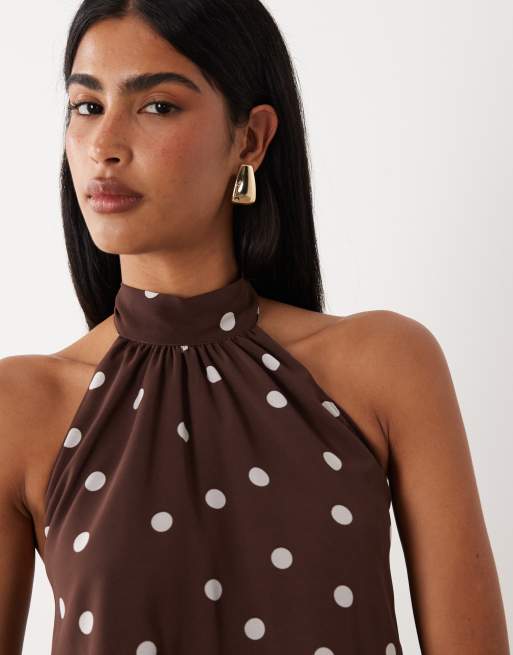 Gina Tricot - Top dos nu sans manches à pois - Marron, 3 de 4