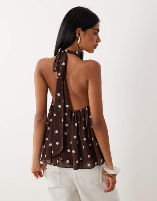 Gina Tricot - Top dos nu sans manches à pois - Marron, 4 de 4