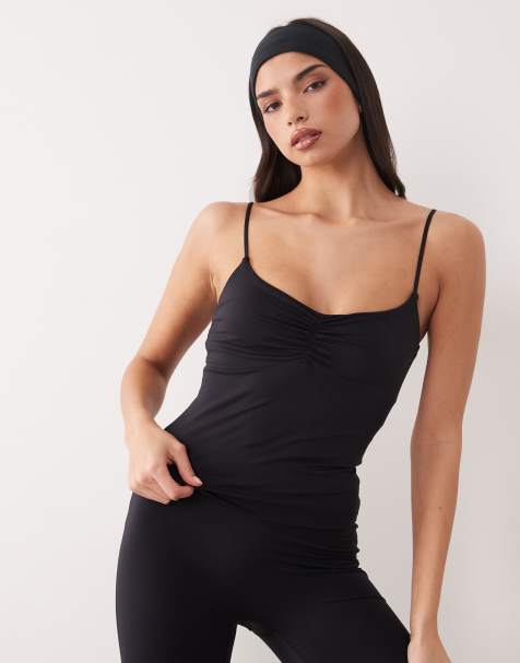 Gina Tricot - Top doux de yoga froncé à assortir - Noir - view 1