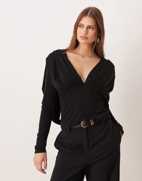 Gina Tricot - Top drapé dans le dos - Noir - view 1