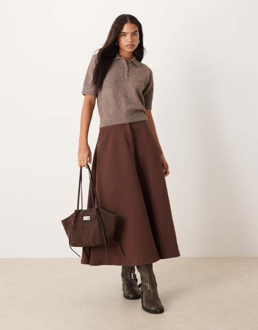 Gina Tricot - Top en maille à manches courtes et col - Marron, 3 de 4