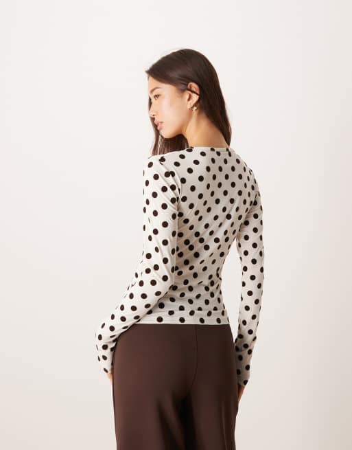 Gina Tricot - Top manches longues à pois - Crème, 2 de 4