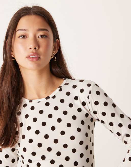 Gina Tricot - Top manches longues à pois - Crème, 3 de 4