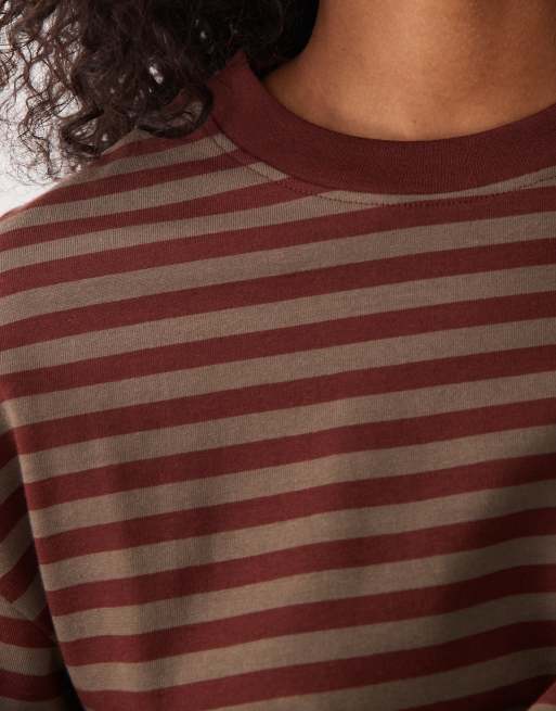Gina Tricot - Top manches longues à rayures - Marron et prune, 3 de 4