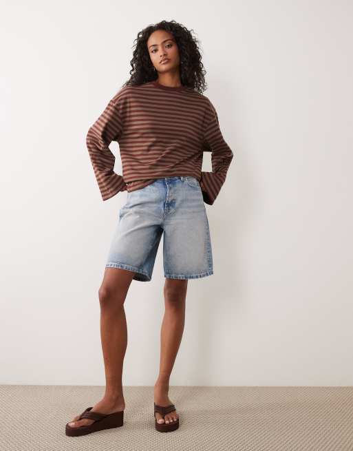 Gina Tricot - Top manches longues à rayures - Marron et prune, 4 de 4