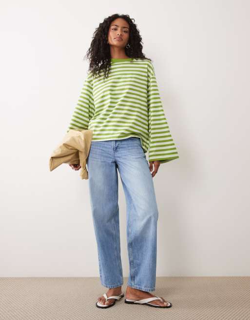 Gina Tricot - Top manches longues à rayures - Vert avocat, 2 de 4