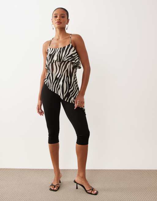 Gina Tricot - Top med asymmetrisk snit og flæser samt zebraprint , 3 af 4