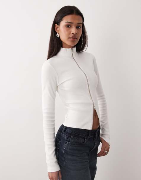 Gina Tricot - Top met tweewegsrits in wit - view 1