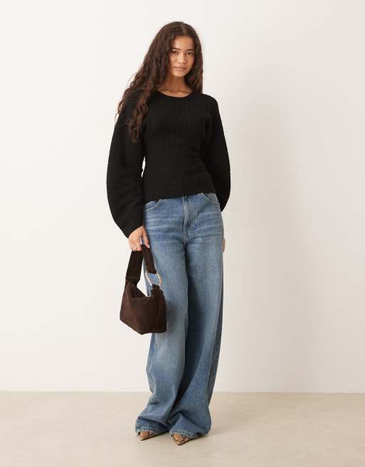 Gina Tricot - Top modellante in maglia nero, 2 di 4