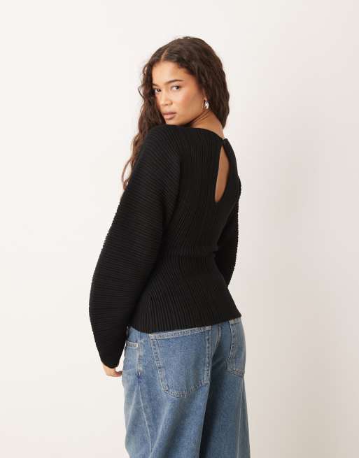 Gina Tricot - Top modellante in maglia nero, 4 di 4