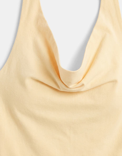 Gina Tricot - Top morbido allacciato al collo giallo burro, 7 di 7