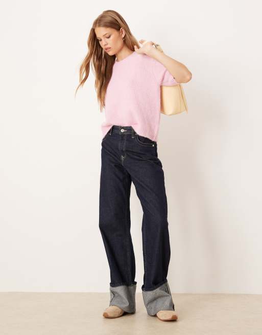 Gina Tricot - Top ras de cou en maille semi-épaisse avec manches courtes - Rose, 2 de 4
