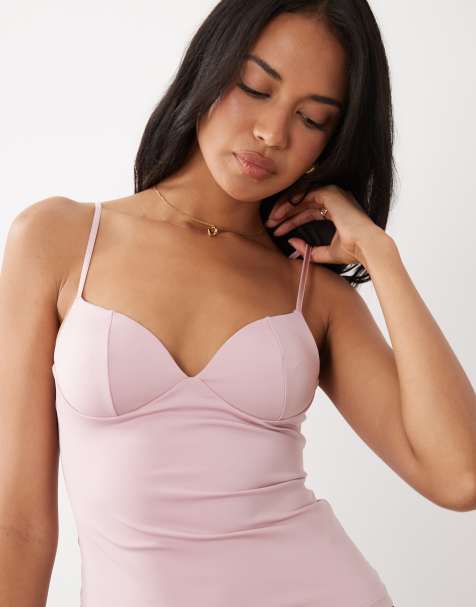 Gina Tricot - Top rosa empolvado moldeador suave de tirantes - view 1