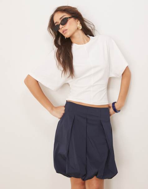 Gina Tricot - Top sagomato a maniche corte bianco sporco - view 1