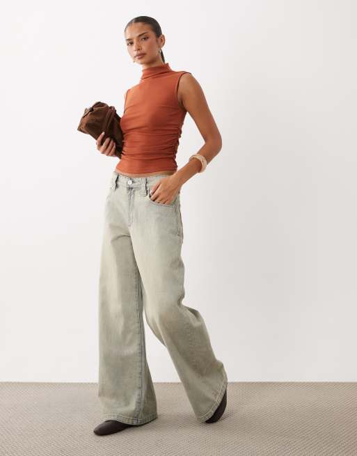 Gina Tricot top sans manches à col cheminée rouge rouille, 2 de 4