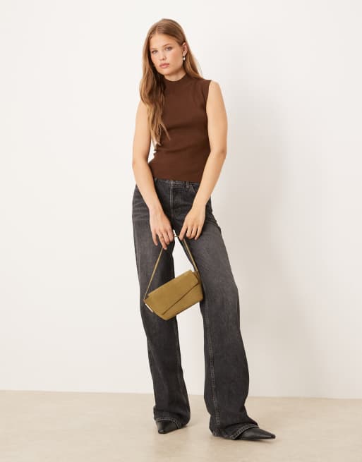 Gina Tricot - Top sans manches en maille à col montant - Marron, 3 de 4