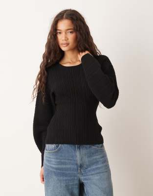 Gina Tricot - Top sculpté en maille - Noir