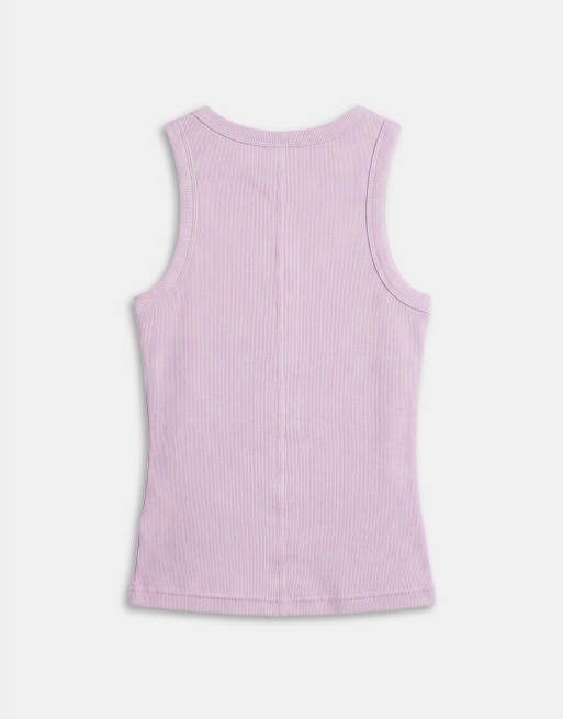 Gina Tricot - Top senza maniche basic in misto cotone a coste viola lilla, 6 di 7