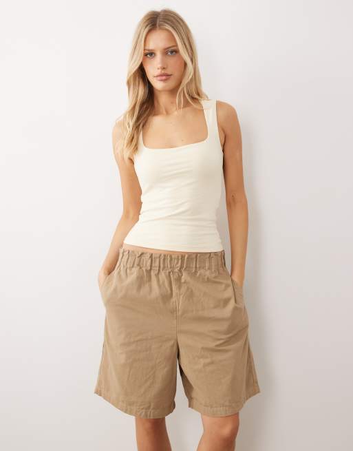 Gina - Tricot - Top senza maniche con scollo squadrato giallo latticello, 3 di 4