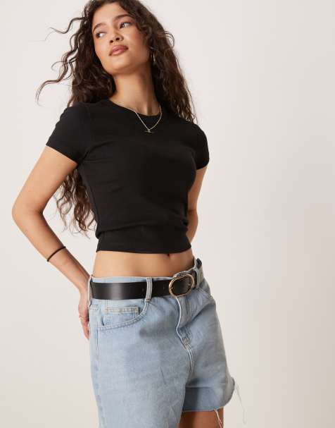Gina Tricot - Top slim fit a maniche corte nero - view 1