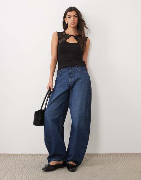 Gina Tricot top smanicato cut-out con manica in pizzo nero - view 1