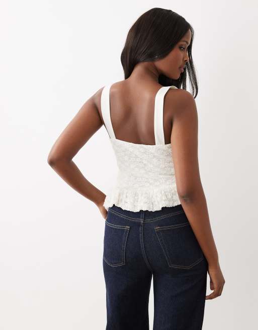 Gina Tricot - Top style corset en dentelle - Blanc, 2 de 4