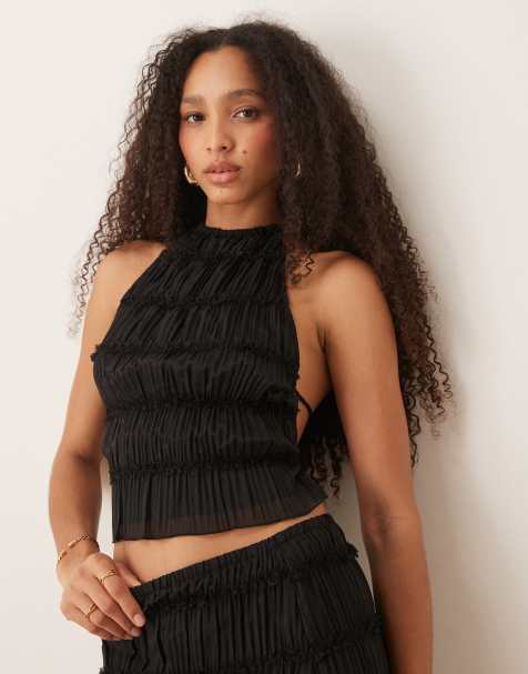 Gina Tricot - Top transparent dos nu étagé d'ensemble - Noir - view 1