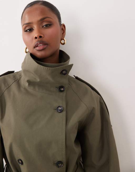 Gina Tricot - Trench-coat à col montant - Vert kaki, 3 de 4