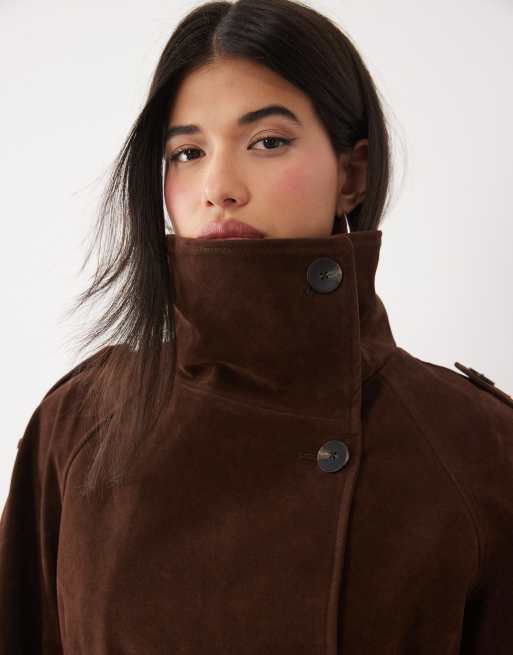 Gina Tricot trench court à col cheminée marron, 2 de 4