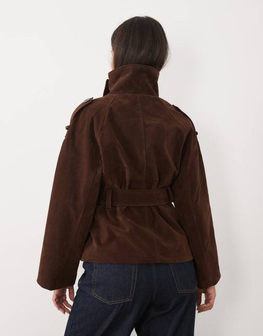 Gina Tricot trench court à col cheminée marron, 4 de 4