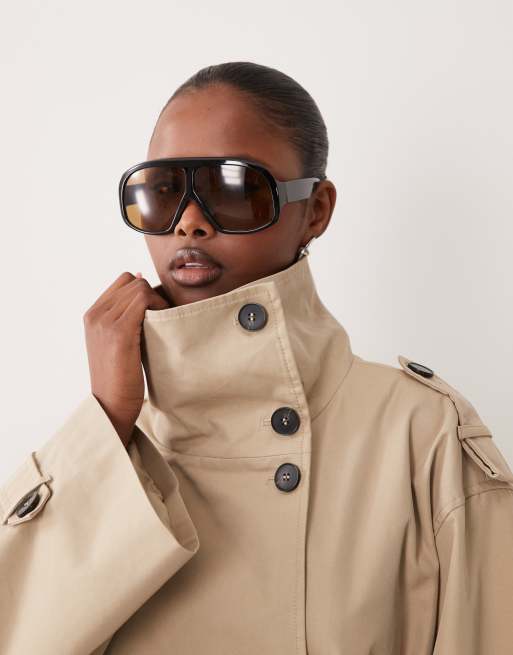 Gina Tricot trenchcoat med hög krage i beige, 2 av 4