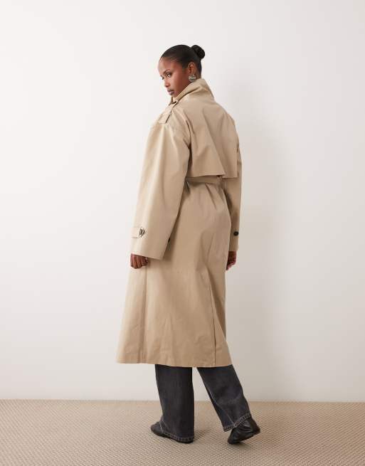 Gina Tricot trenchcoat med hög krage i beige, 3 av 4