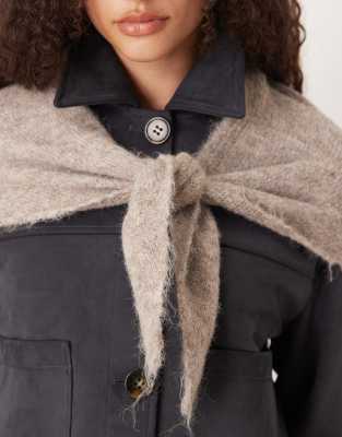 Gina Tricot Triangle Knit Scarf In Neutral