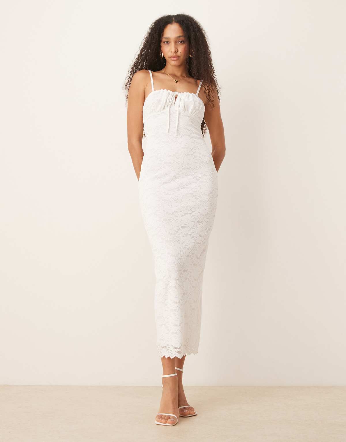Gina Tricot underwire cup lace maxi dress in white