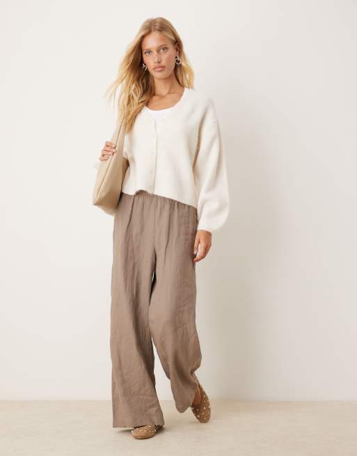 Gina Tricot v neck knit wool alpaca cardigan in cream
