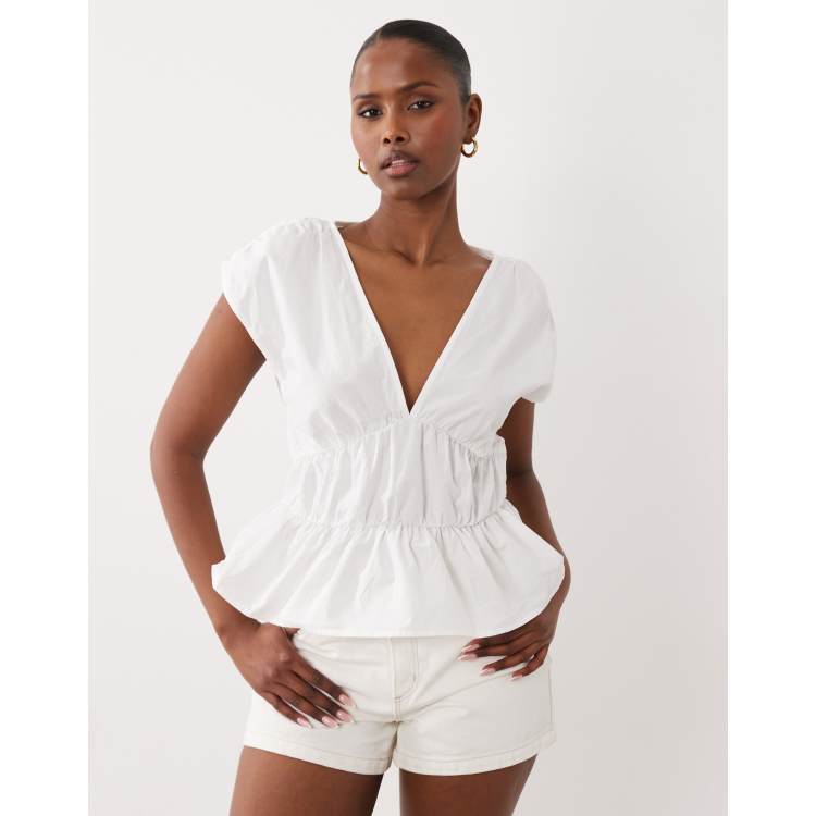 Gina Tricot v-neck peplum sleeveless blouse | ASOS