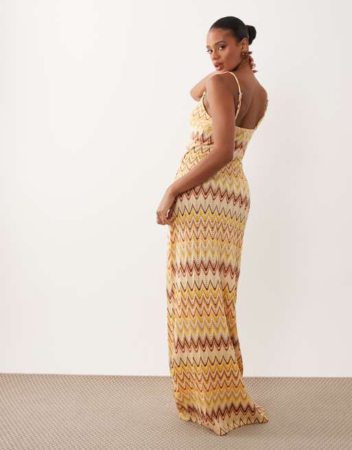 Gina Tricot v neck strappy maxi dress in multi colour stripe, 4 of 4