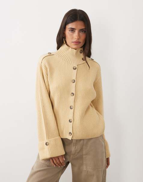 Gina Tricot vest met opstaande boord in geel - view 1