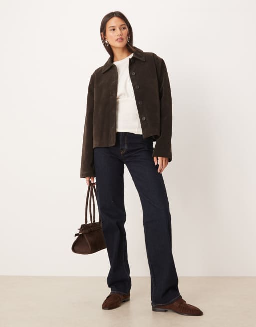 Gina Tricot - Veste courte imitation daim - Marron foncé, 3 de 4