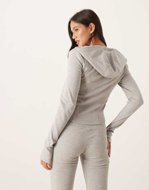 Gina Tricot - Veste de sport d'ensemble effet sculptant à fermeture éclair - Gris clair, 3 de 4