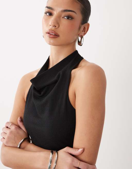 Gina Tricot - Vestido corto negro con cuello halter, 3 de 4