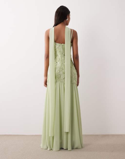 Gina Tricot - Vestito lungo ricamato verde, 2 di 4
