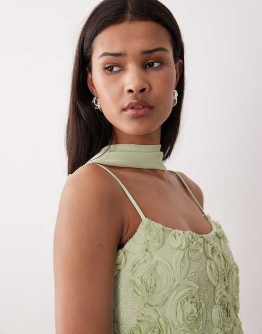 Gina Tricot - Vestito lungo ricamato verde, 4 di 4