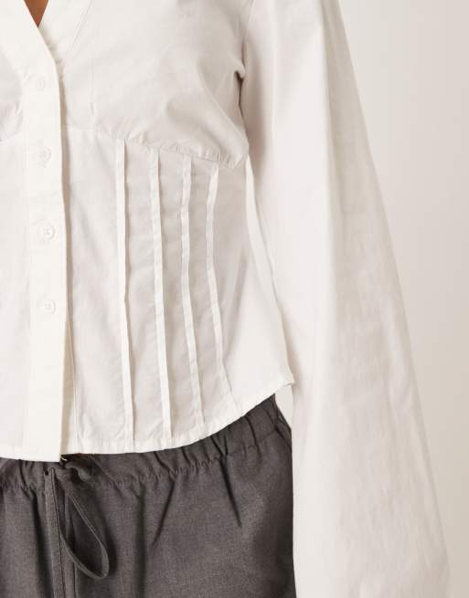 Gina Tricot – Vit skjorta med korsettdesign, 2 av 4