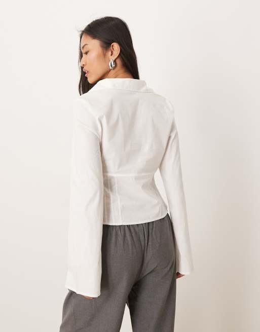 Gina Tricot – Vit skjorta med korsettdesign, 3 av 4