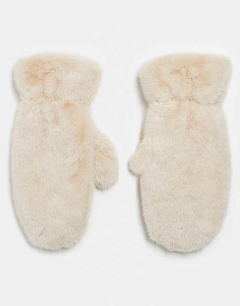 Gina Tricot - Wanten van imitatiebont in lichtbeige - view 1