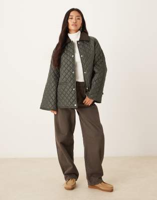 Gina Tricot Waxed Effect Short Jacket In Green